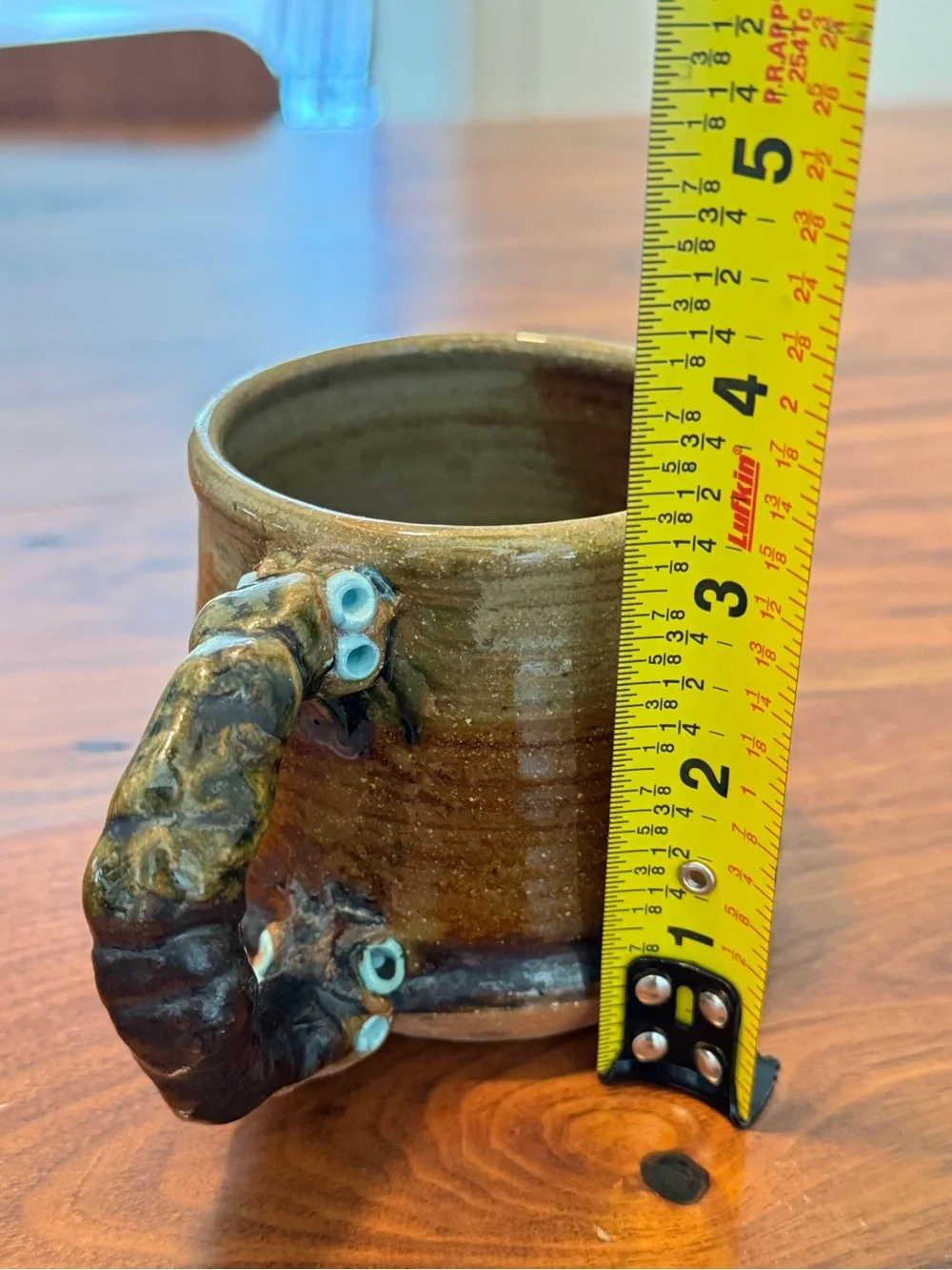 Signed Art Pottery Dinosaur Coffee Tea Mug Hidden Surprise